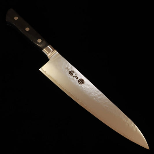 Gyuto MIURA VG10 Gold martilleado mango de madera laminada negra (210mm)