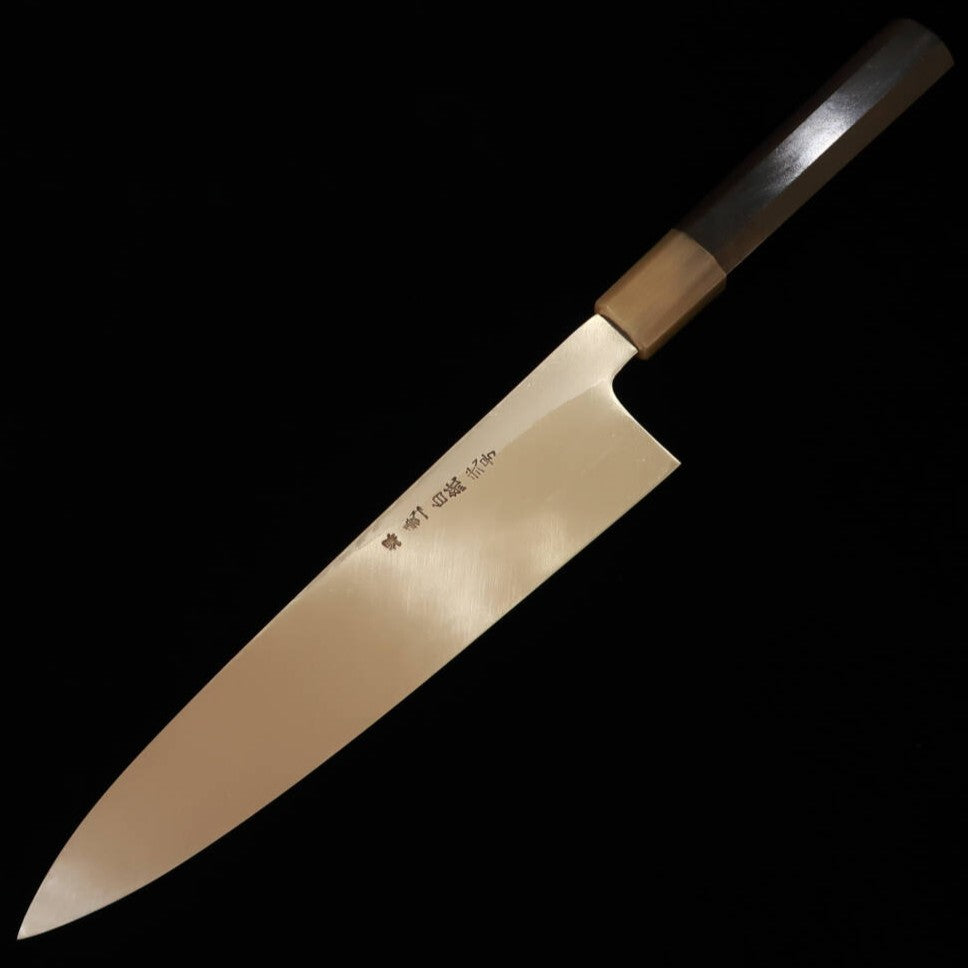 Gyuto Miura Itadaki Single-Edged, Shirogami No. 2, Mirror Finish, Ebony Octagonal Handle (210/240mm)