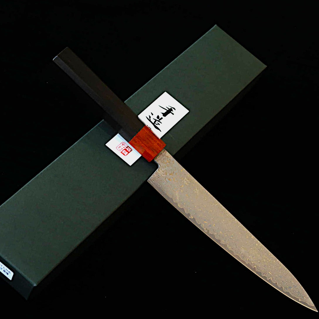 石鎚ISHIDUCHI 牛刀 VG10 67層ダマスカス 黒檀八角紫檀口 (210mm)