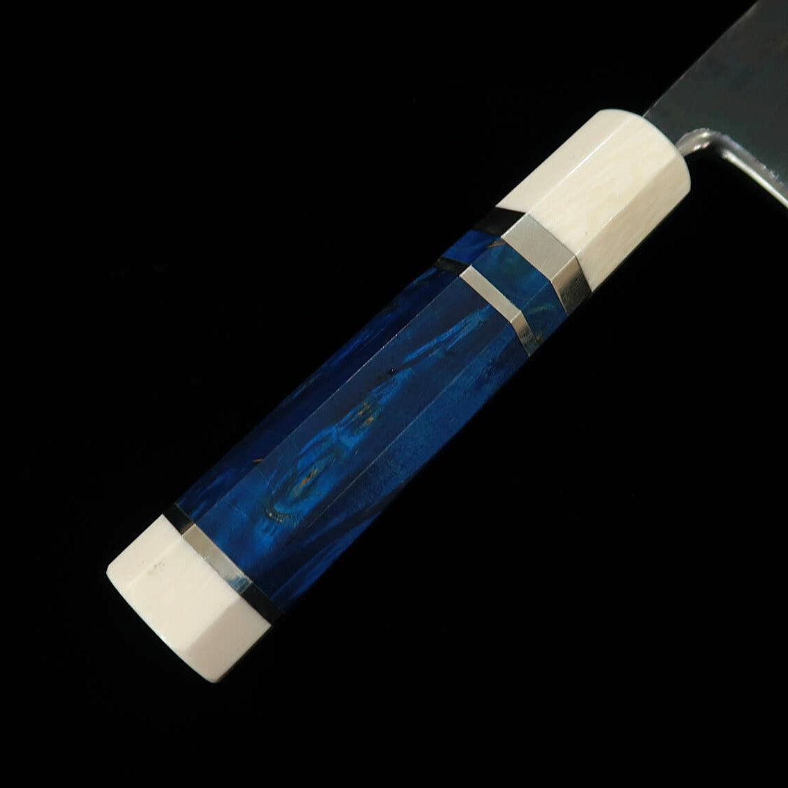 Miura Tadaki Deba Blade, Shirogami No. 2, Black Forged, Stabilized Wood Silver Handle (180mm)