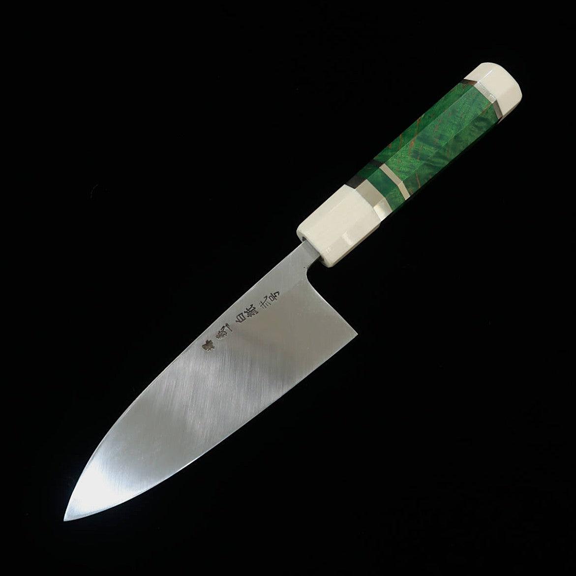 Miura Tadaki Deba, Shirogami No. 2, Black Forged, Stabilized Wood Silver Handle (150mm)