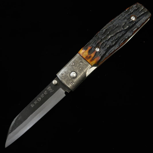 Takeda Hamono Inagaki Made Liner Lock Folder B Indian Stag Special Bolster Aogami Super