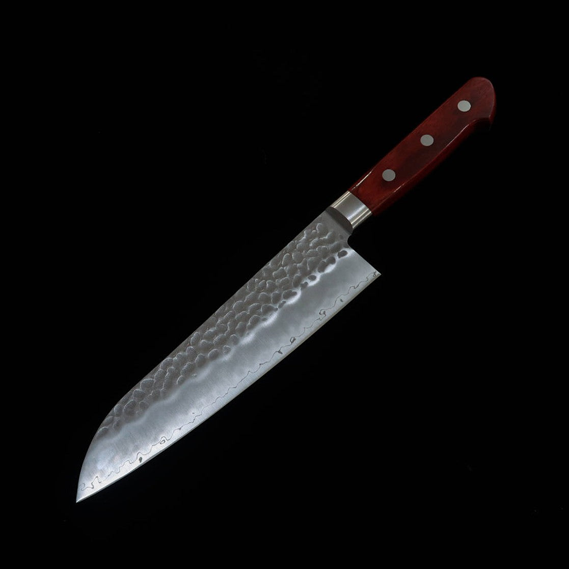 Miura MIURA Santoku AUS8 acabado martillado mango de laminado rojo (180mm)