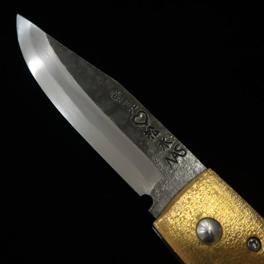 TAKEDA Forja a mano de Bitchū, obra de Inagaki, tipo Bitchū, carpeta liner lock B, mango de mamut, acero Hitachi Aogami Super (75mm)