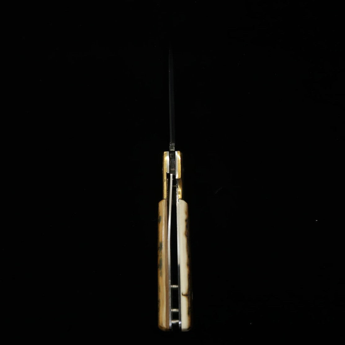 TAKEDA Forja a mano de Bitchū, obra de Inagaki, tipo Bitchū, carpeta liner lock B, mango de mamut, acero Hitachi Aogami Super (75mm)