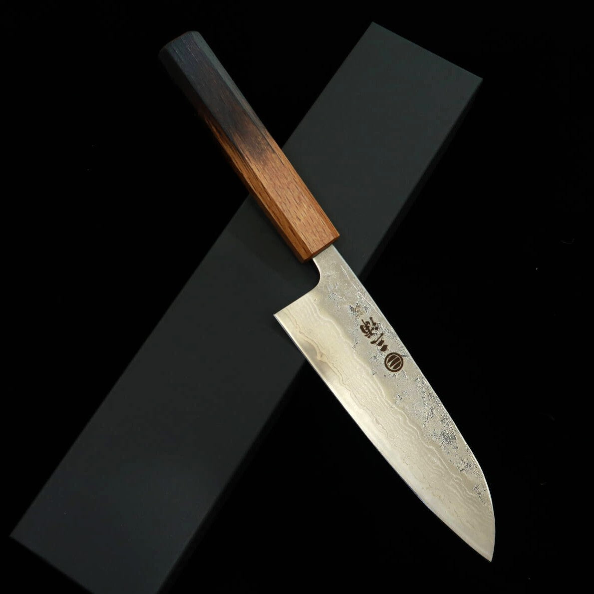 Miura Santoku Knife, Swedish Steel, Damascus Finish, Burnt Lacquer, Octagonal Handle (165mm)