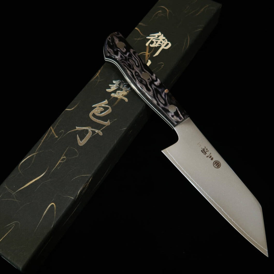 三浦MIURA 切付三徳 SLD 黒合板柄 カラーライン(135mm)