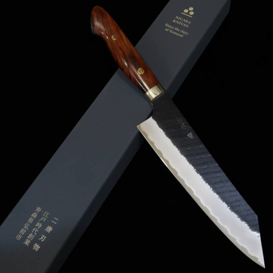NIGARA Kiritsuke Gyuto SG2 Kurouchi Tsuchime Ironwood Handle 210mm