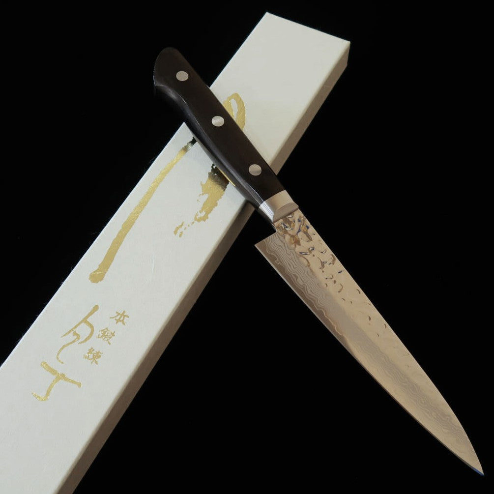 虎徹 KOTETSU ペティ VG10 鎚目ダマスカス 黒合板柄(135mm)