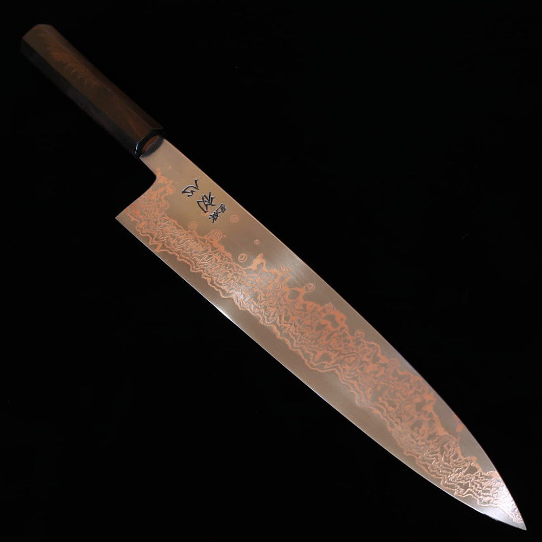 初心　喜び　ヨロコビ　SLD 牛刀　270mm Hatsukokoro Gyuto SLD Colored Damascus with Octagonal Ebony Handle