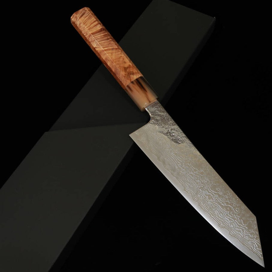 猿九 ENKYU 切付三徳 焔雲シリーズ SG2 ダマスカス 花梨水牛口輪八角柄(180mm)