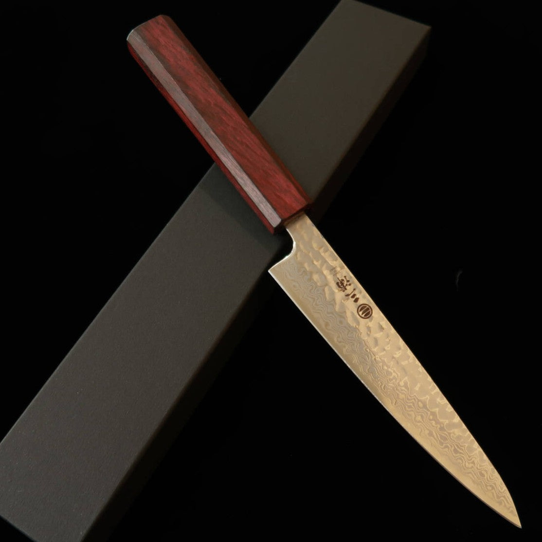 三浦 MIURA ペティ 銀紙三号 月白ダマスカス 紫八角柄 (135mm)