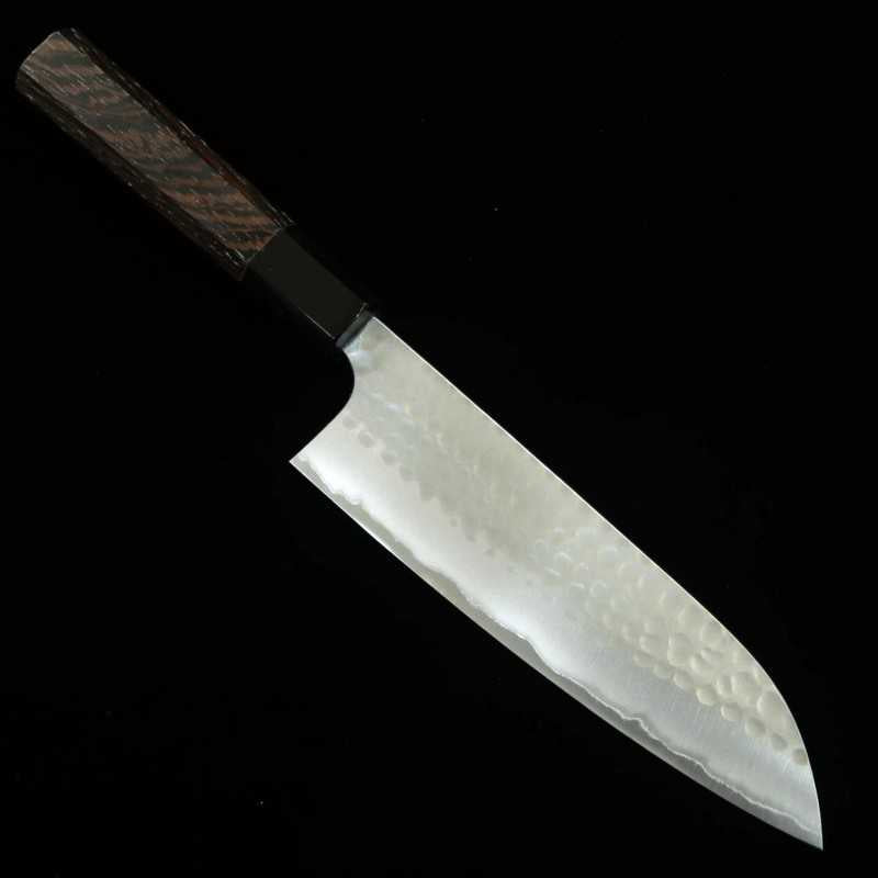 Santoku ANRYU Aogami nº2 polido martelado cabo octogonal de wengué (170mm)