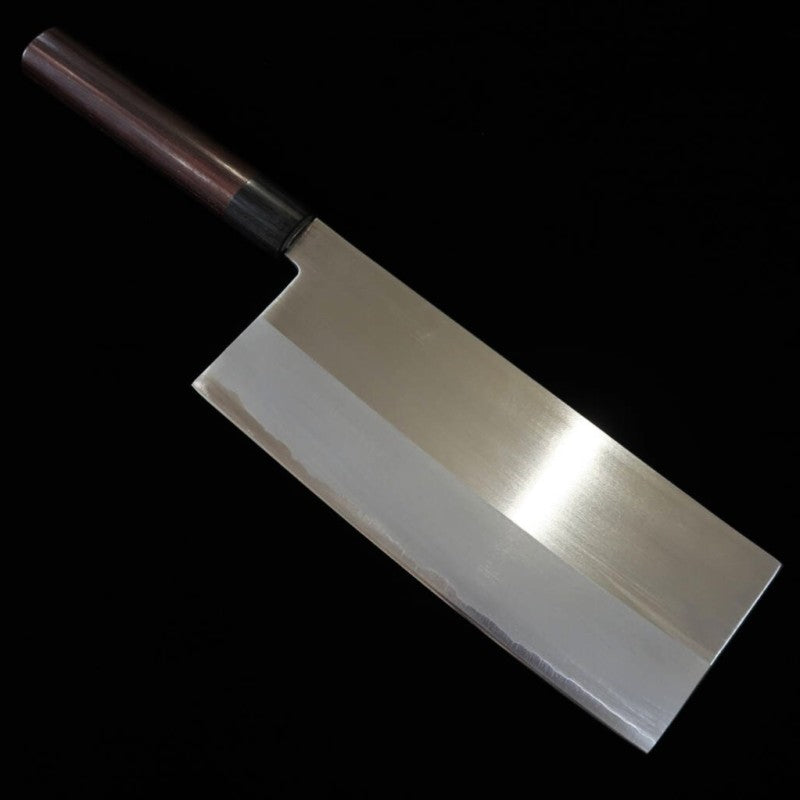 Cutelo chinês IKENAMI HAMONO Aogami No. 2 acabamento polido cabo em jacarandá (210mm)