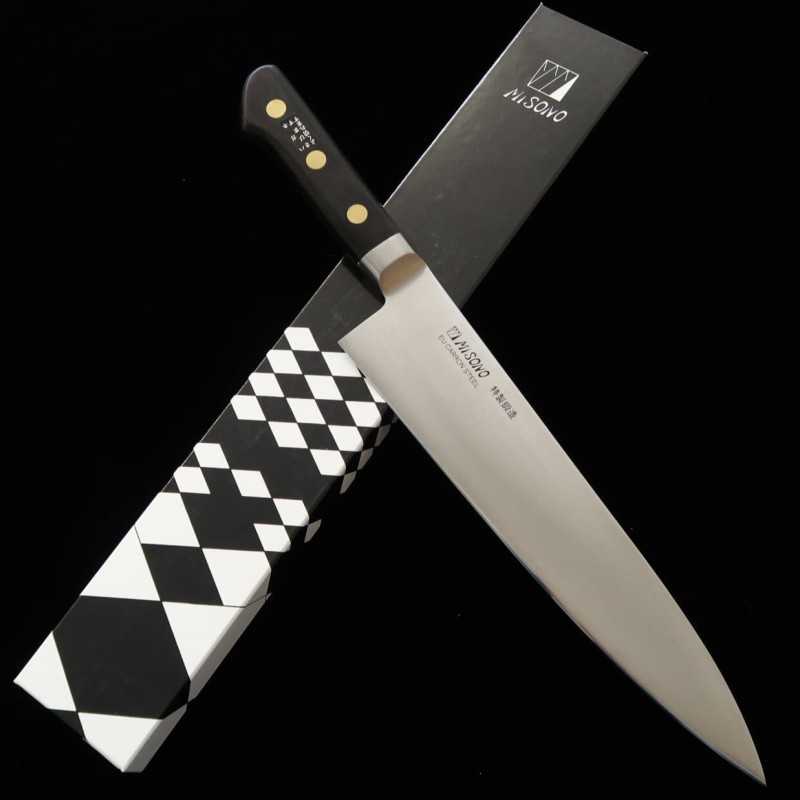 Gyuto MISONO acero al carbono EU, mango de contrachapado negro (180-270 mm)