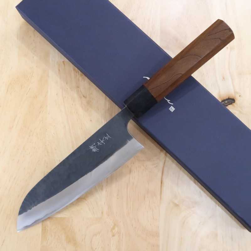 Anryu ANRYU Santoku Acier Blue Super Martelé Finition Noire Manche octogonal en érable (165 mm)