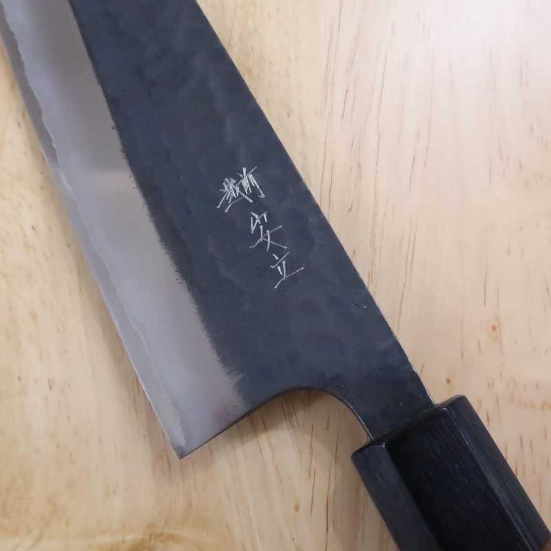 Anryu ANRYU Santoku Acier Blue Super Martelé Finition Noire Manche octogonal en érable (165 mm)