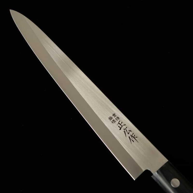 Yanagiba Masahiro Inox para canhoto cabo em madeira compensada preta (200-270mm)