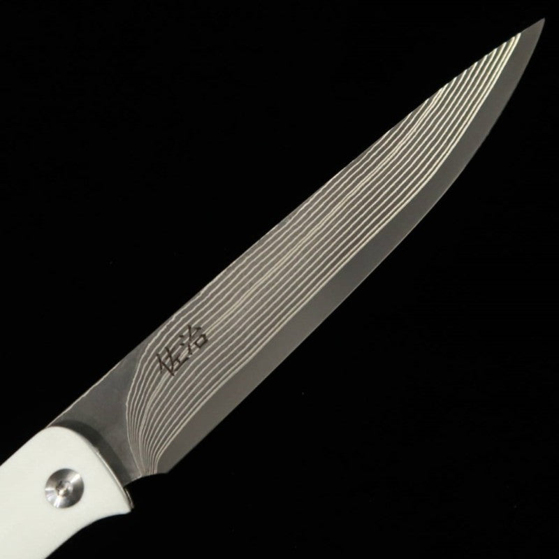 Steak knife dobrável Takeshi Saji R2 Cabo em Micarta branca (100mm)