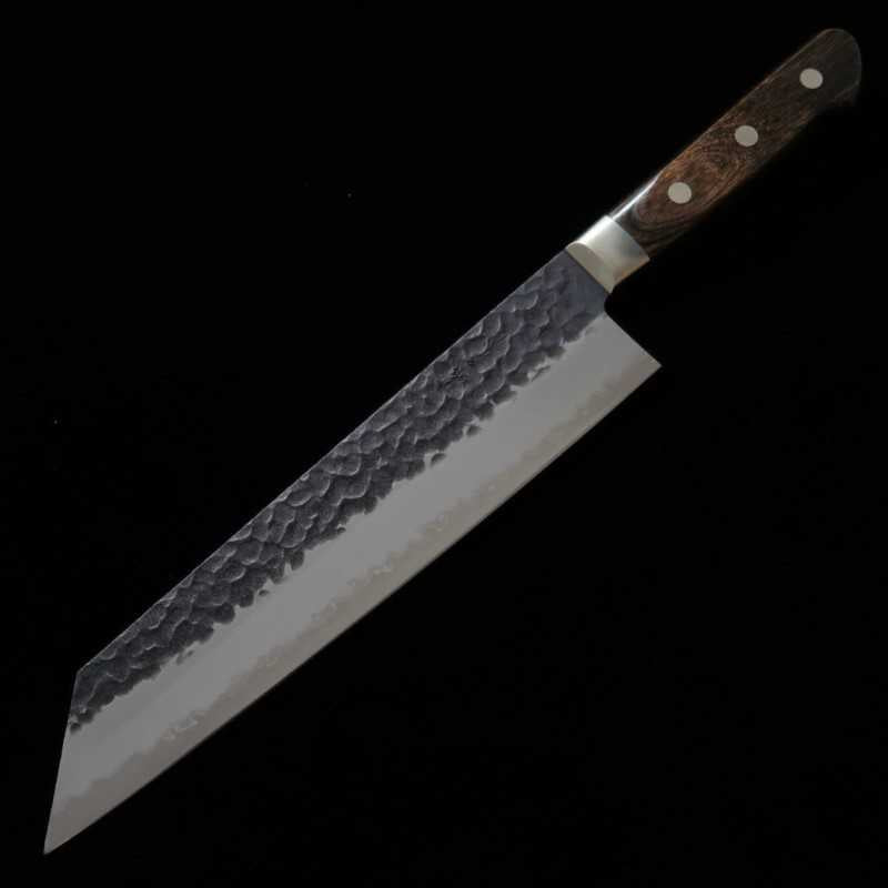 Kiritsuke Gyuto MIURA Aogami super Acabamento martelado e cabo marrom escuro (210mm)