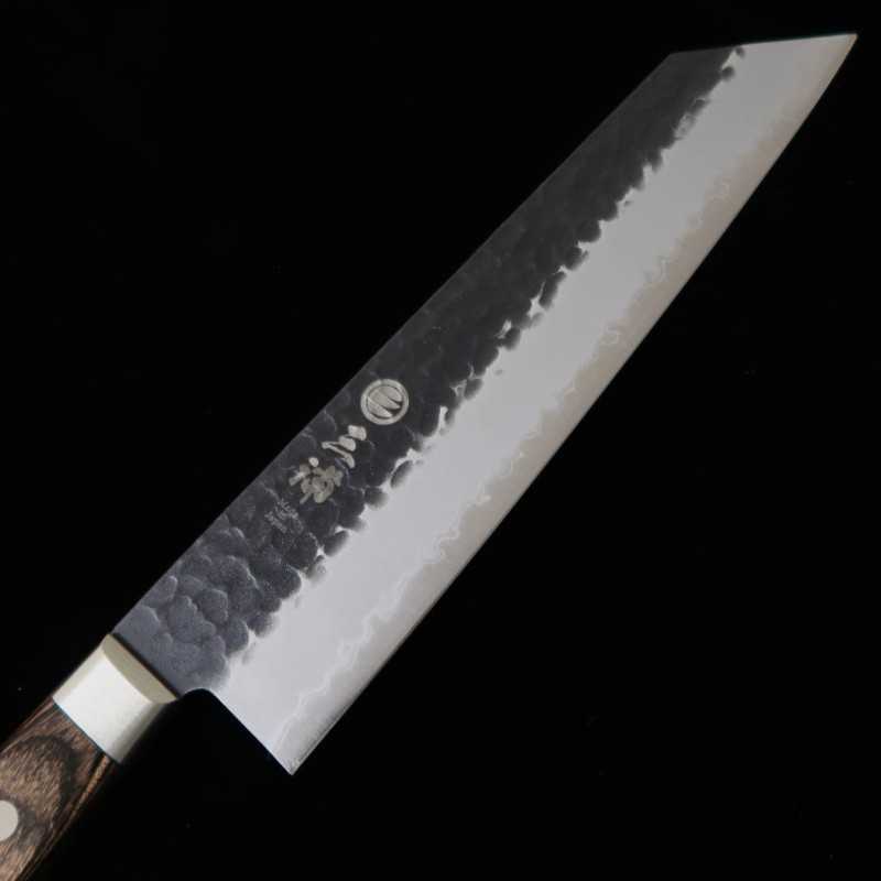 Kiritsuke Gyuto MIURA Aogami super Acabamento martelado e cabo marrom escuro (210mm)