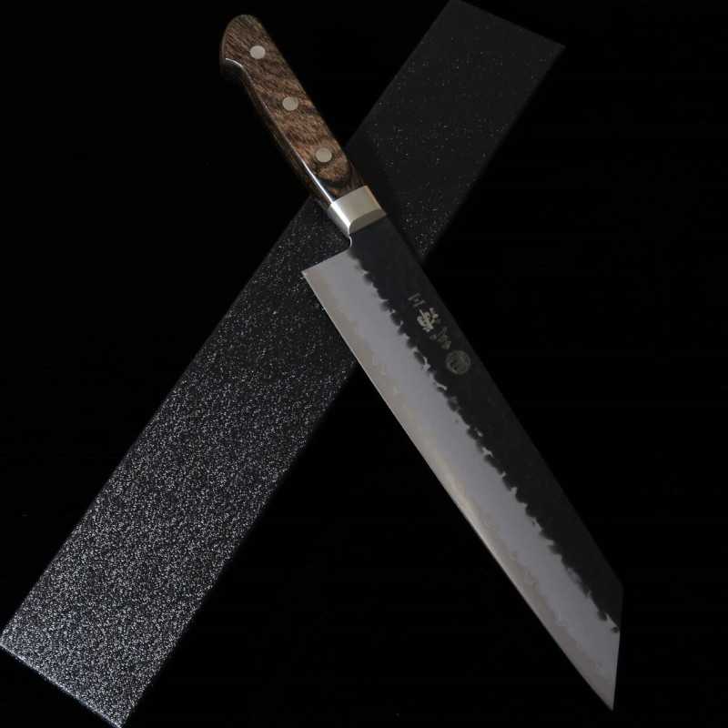Kiritsuke Gyuto MIURA Aogami super Acabamento martelado e cabo marrom escuro (210mm)