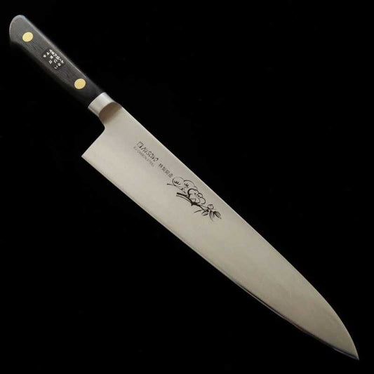 Gyuto Misono EU Carbon Engraved Knife with Black Plywood Handle (210mm)