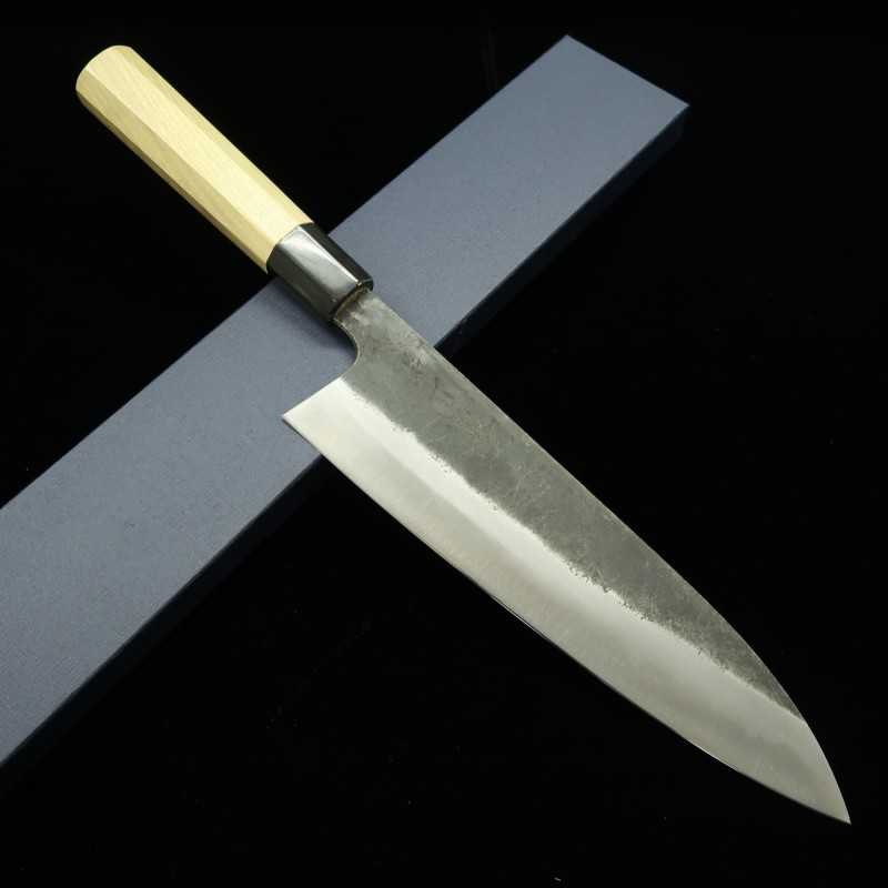 三浦 MIURA 白紙一号 黒打 牛刀 白水牛八角柄 (210-270mm)