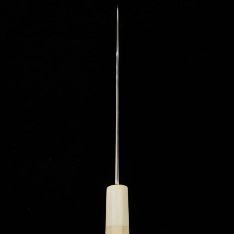 MIURA KNIVES Itadaki Tanaka Yoshikazu Acier blanc n°2, couteau de chef, finition brossée, manche octogonal en corne de buffle blanc (210/240 mm)