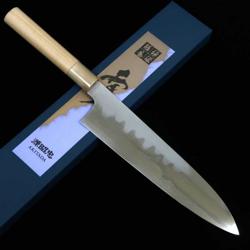 Mizuno Tanrenjo MIZUNO TANRENJO Hon-yaki Gyuto Acier Ao n°2 Finition miroir Manche octogonal en magnolia (240 mm)
