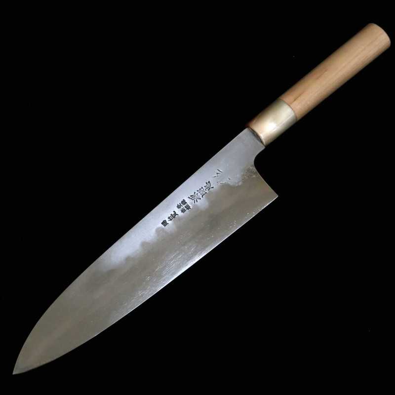 Mizuno Tanrenjo MIZUNO TANRENJO Hon-yaki Gyuto Acier Ao n°2 Finition miroir Manche octogonal en magnolia (240 mm)