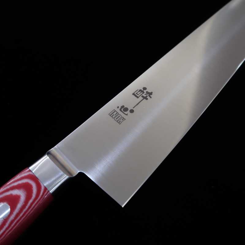 Suisin INOX PREMIUM Gyuto manche micarta rouge/blanc (210/240 cm)