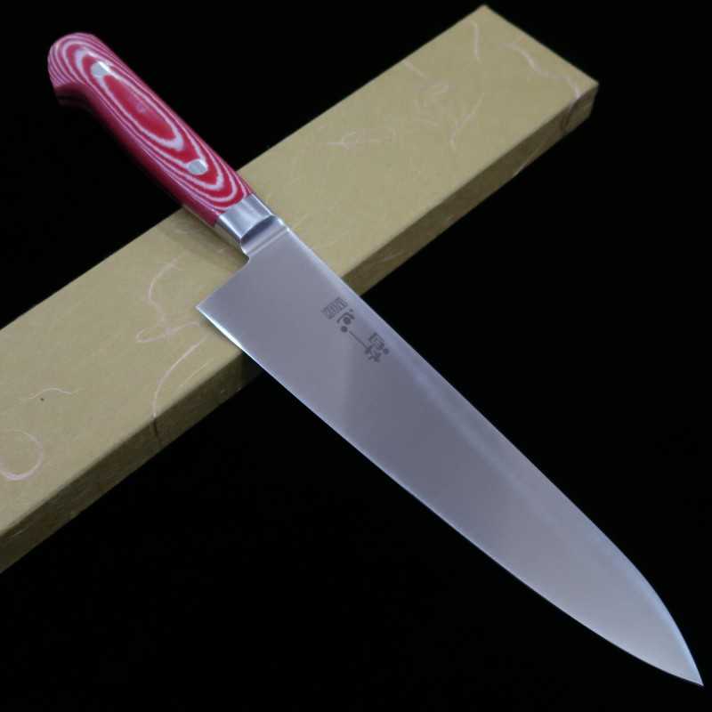 Suisin INOX PREMIUM Gyuto manche micarta rouge/blanc (210/240 cm)