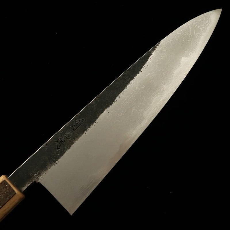 Gyuto Hado Aogami #1 Kurouchi Damasco cabo de cerejeira (240mm)