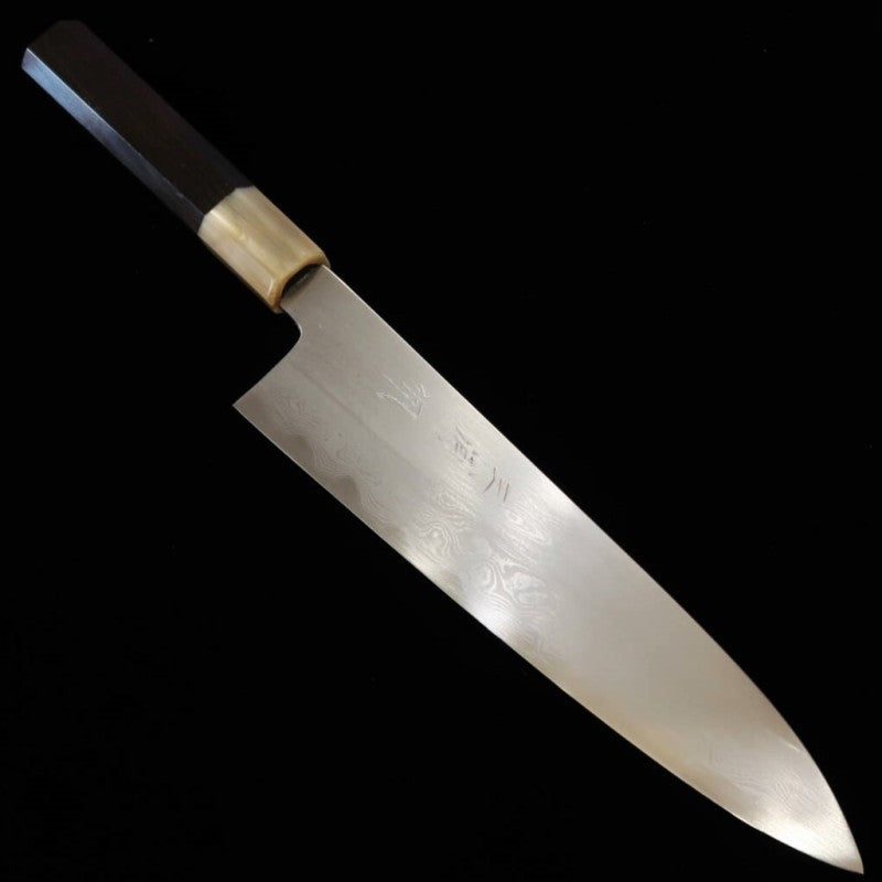 Gyuto MIURA Obidama Aogami Nº 1 Damasco Cabo em Ébano (210/240mm)