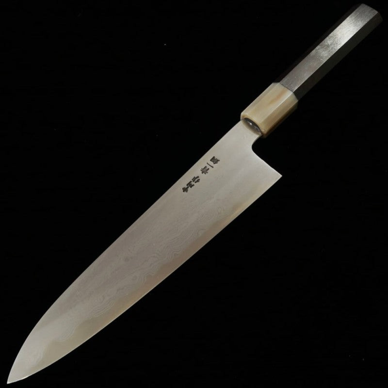 Gyuto MIURA Obidama Aogami Nº 1 Damasco Cabo em Ébano (210/240mm)