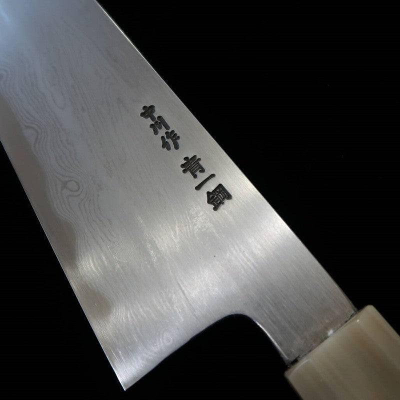 Gyuto MIURA Obidama Aogami Nº 1 Damasco Cabo em Ébano (210/240mm)