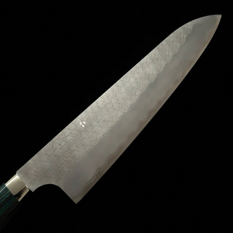 二唐刃物鍛造所 NIGARA SG2 磨き鎚目 牛刀 ターコイズハンドル (240mm)