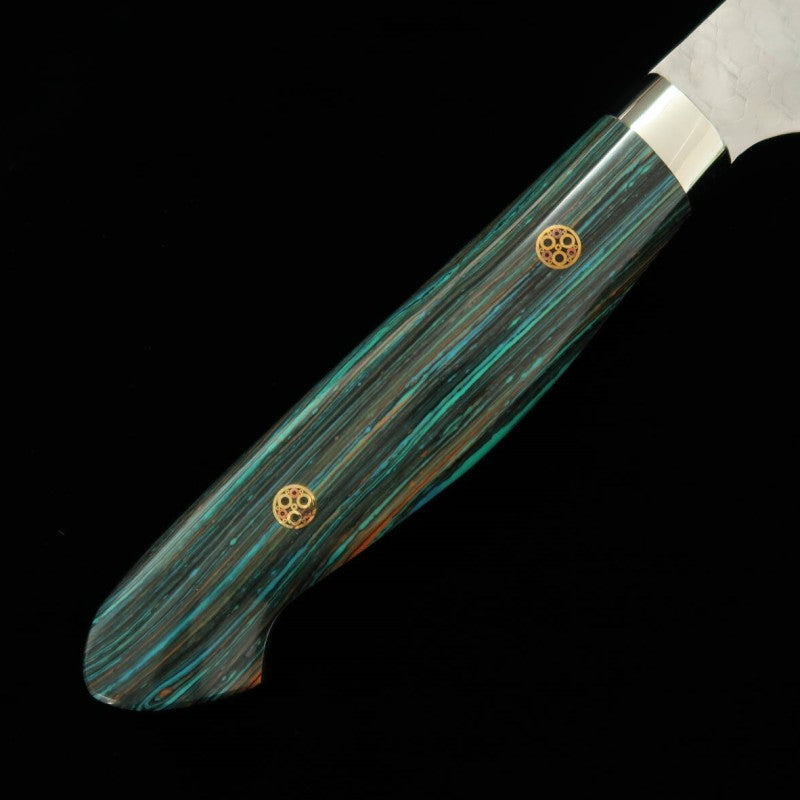 二唐刃物鍛造所 NIGARA SG2 磨き鎚目 牛刀 ターコイズハンドル (240mm)