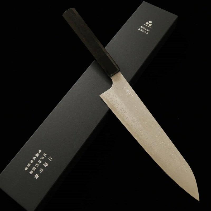 Gyuto NIGARA VG XEOS Inox damasco martelado com cabo de ébano (210/240mm)
