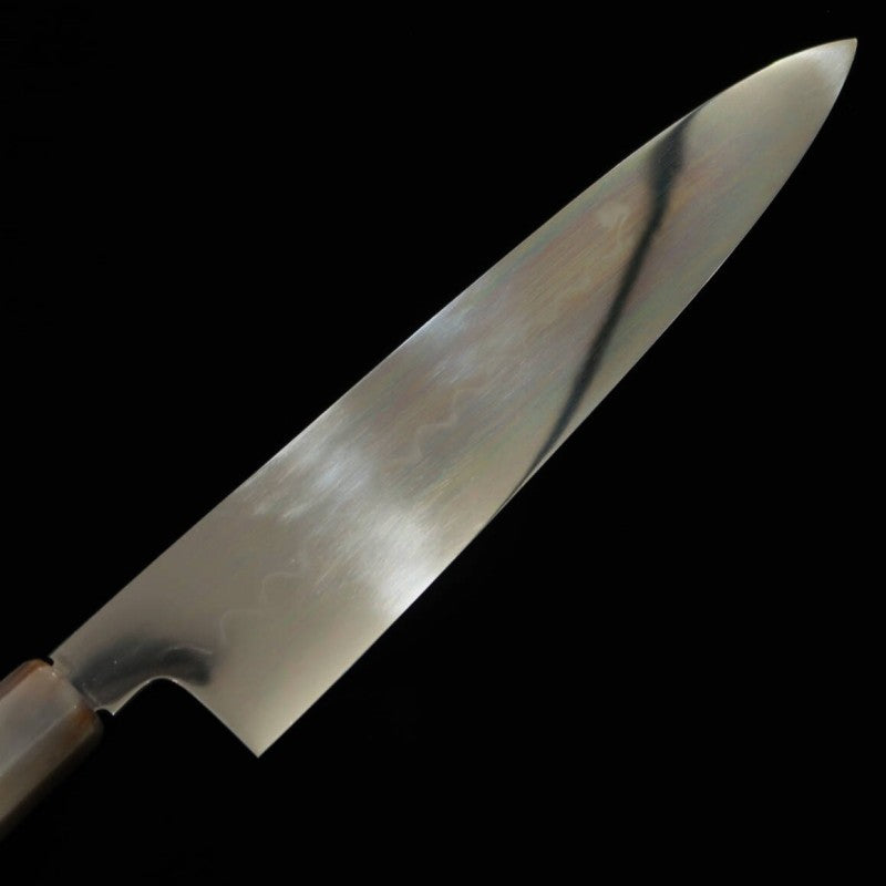 Suisin SUISIN Mizuhonyaki Miwa Ikeda Acier Blanc n°1, manche ébène et argent, double miroir, polissage du talon, fourreau laqué, pochette nishiki, boîte en paulownia, Wagyu-to (240 mm)