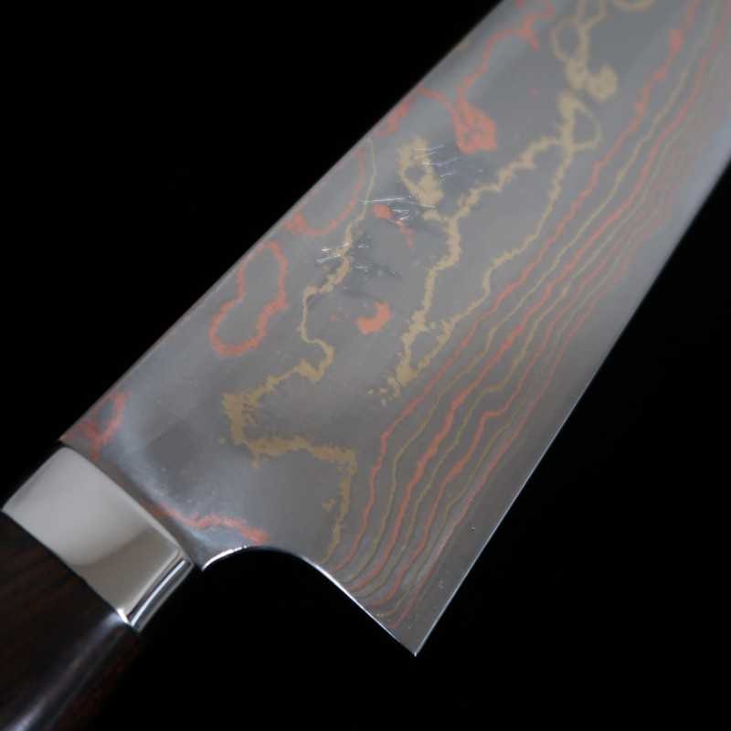 佐治武士SAJI TAKESHI 青紙二号 有色ダマスカス 牛刀 アイアンウッドハンドル (180-240mm)
