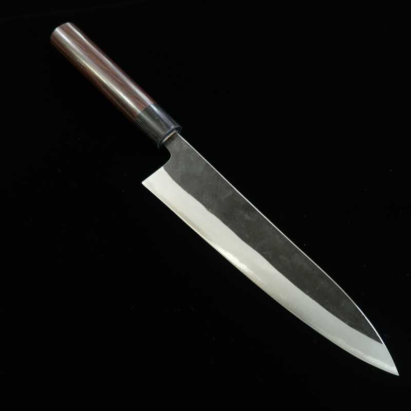 池浪刃物 IKENAMI HAMONO 白紙一号 ステン割込 黒打仕上げ 牛刀 桜柄 (210-270mm)