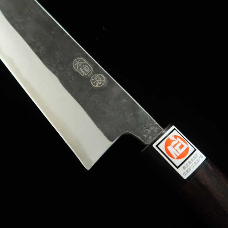 池浪刃物 IKENAMI HAMONO 白紙一号 ステン割込 黒打仕上げ 牛刀 桜柄 (210-270mm)
