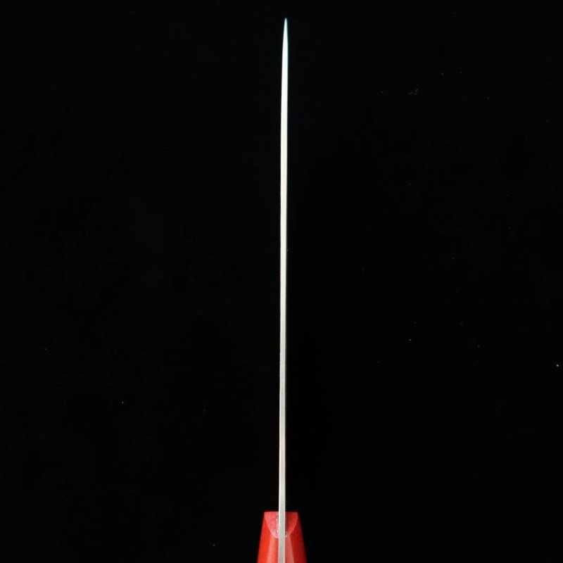 Gyuto Kazuo Nomura Shirogami No. 2 Suminagashi com cabo Micarta vermelho (180/210mm)