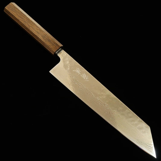 Kiritsuke Gyuto HADO Okina Ryu 440C damasco martelado Cabo em carvalho preto  (210mm)