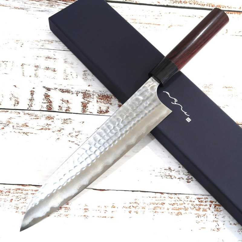 Anryu ANRYU Gyuto Acero Aogami nº2 con núcleo de acero inoxidable, martillado, mango de palisandro (210/240mm)