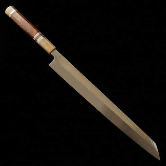 SUISIN Kengata Yanagiba Kenji Togashi Mizu-Honyaki Shirogami No. 2 Snakewood handle (300mm)