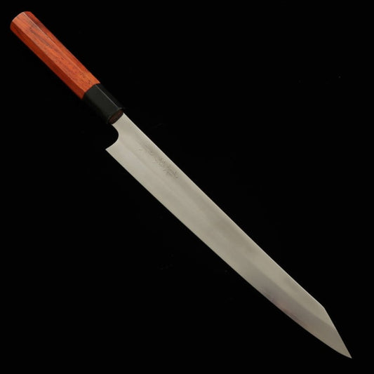 Sujihiki TADOKORO HAMONO Makoto Mirror Finish Ginsan Steel Kiritsuke Red Sandalwood Handle (270mm)