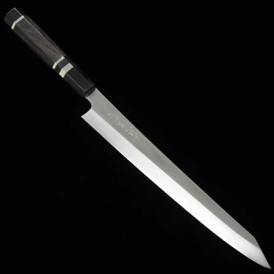 TADOKORO HAMONO Kiritsuke Sujihiki Mirror Finish Ginsan Ebony Silver Wrap Handle (270mm)